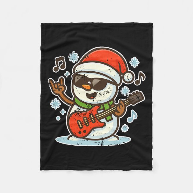 Cobertor De Velo Rock Snowman With Guitar Premium Tri-blend  (Frente)