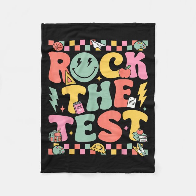 Cobertor De Velo Rock The Test Testing Day Retro Motivational Teach (Frente)