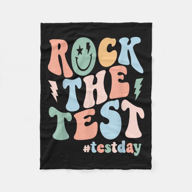 Cobertor De Velo Rock The Test Testing Day Retro Motivational Teach (Frente)