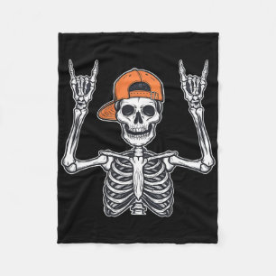 Cobertor De Velo Rocker Skeleton Skater Boné Halloween Rock Men