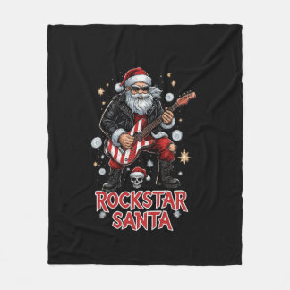 Cobertor De Velo Rockstar Santa Fleece Blanket