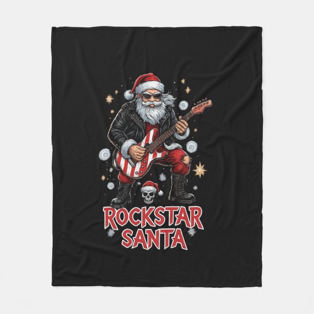 Cobertor De Velo Rockstar Santa Fleece Blanket (Frente)