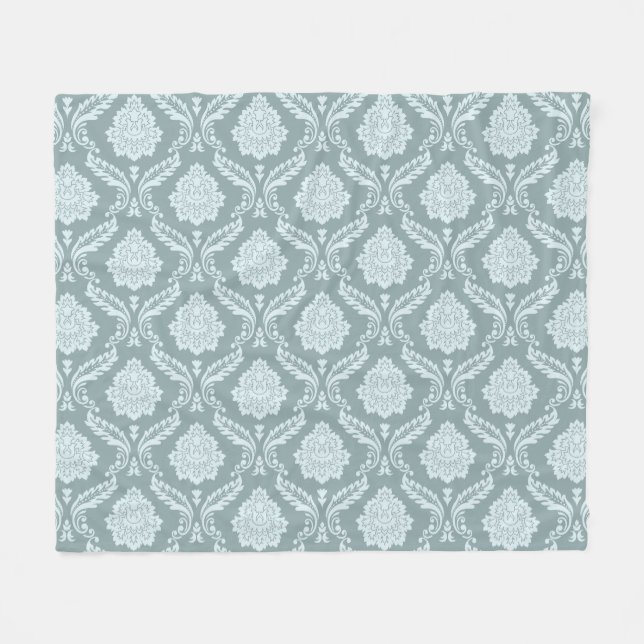 Cobertor De Velo Rococo Damask Pattern Duck Egg Blue+Teal (Frente (Horizontal))
