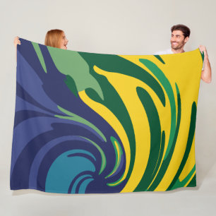 Cobertor De Velo Roda vibrante de verde, amarelo e azul