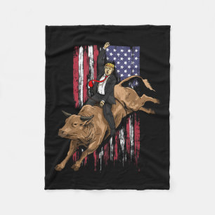 Cobertor De Velo Rodeo Bull Rider Trump American Flag