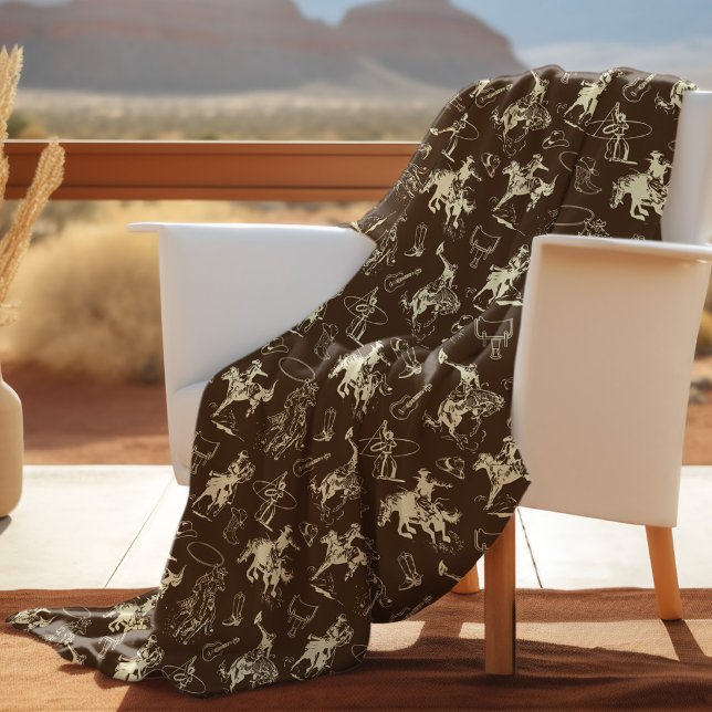 Cobertor De Velo Rodeo Cowboy Padrão de Cavalos Ocidentais (Criador carregado)