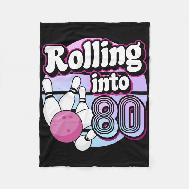 Cobertor De Velo Rolando para 80 Boliche de aniversário (Frente)