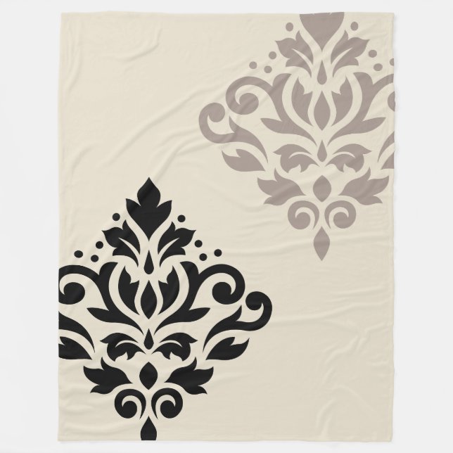 Cobertor De Velo Rolar Damask Art I Black Taupe Cream (Frente)