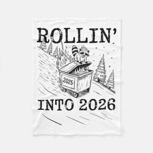 Cobertor De Velo Rollin’ Into 2026 Raccoon Dumpster Fire New Year M (Frente)