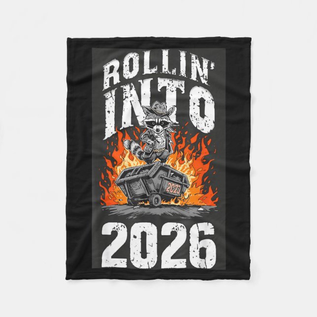 Cobertor De Velo Rollin Into 2026 Raccoon Funny Dumpster Fire 2025  (Frente)