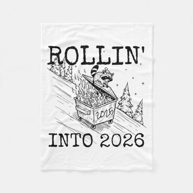 Cobertor De Velo Rollin’ Into 2026 Raccoon Funny New Year Raccoon T (Frente)