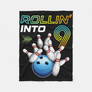 Cobertor De Velo Rollin Into 9 Retro Bowling Birthday Party 9th Bir