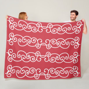 Cobertor De Velo Rolos brancos vermelho-tijolo