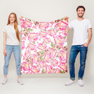 Cobertor De Velo Romântico floral rosa branco amarelo de verão