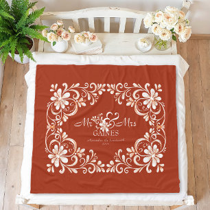 Cobertor De Velo Romântico Vermelho Ferrugem Shabby Chic Sr & Sra F