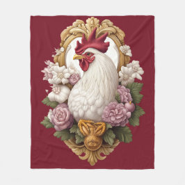 Cobertor De Velo Rooster Heraldic Crest Fleece Blanket