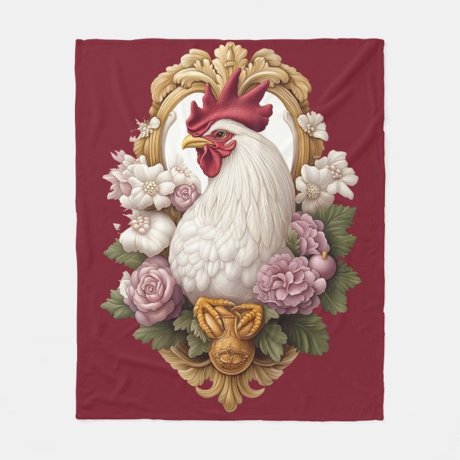Cobertor De Velo Rooster Heraldic Crest Fleece Blanket (Frente)