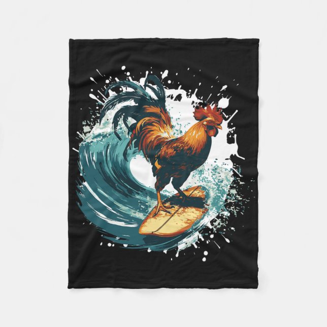 Cobertor De Velo Rooster Surfing Animal Sport Surfer  (Frente)