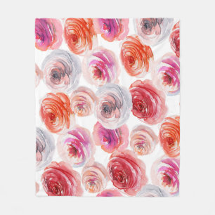 Cobertor De Velo Rosa Aquarela: Padrão Invisível Floral.