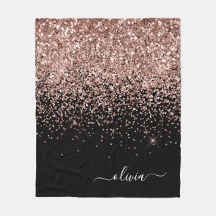 Cobertor De Velo Rosa Bege Dourado Rosa Preto Brilho Monograma Nome