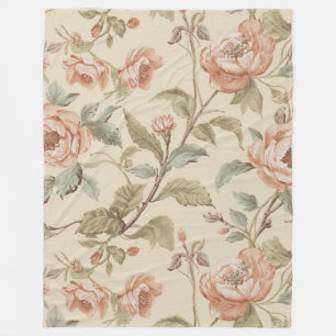 Cobertor De Velo Rosa Bege Sage Verde Floral Shabby Chic
