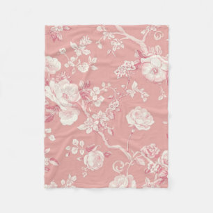 Cobertor De Velo Rosa Bege Toile Floral Padrão de Rosa Vintage