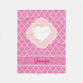 Cobertor De Velo Rosa branco Quatrefoil da silhueta do coração com