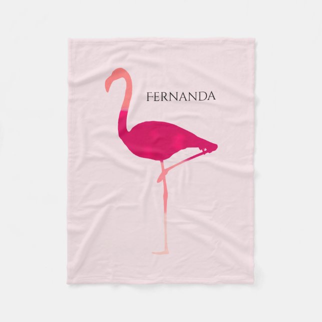 Cobertor De Velo Rosa brilhante chique flamingo personalizado da (Frente)