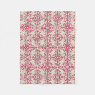 Cobertor De Velo Rosa Chique Feminino e Estilo Damask Off White