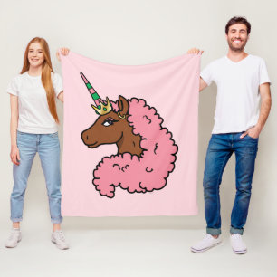 Cobertor De Velo Rosa claro Afro Unicorn