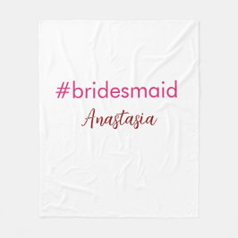 Cobertor De Velo Rosa claro de hashtag Bridesmaid adiciona nome tri