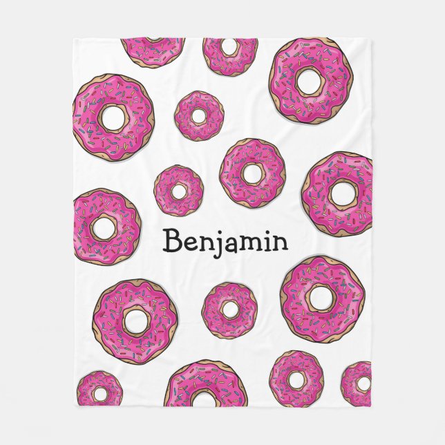 Cobertor De Velo Rosa delicioso suculento rosquinha polvilhada (Frente)