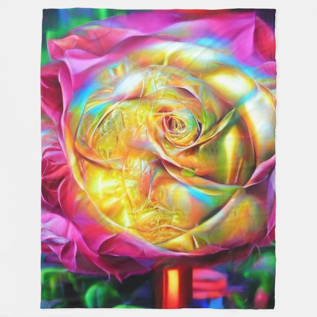 Cobertor De Velo Rosa do Arco-Íris Psicodélico (Frente)