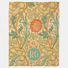 Cobertor De Velo Rosa e Rosa William Morris Monograma Personalizado