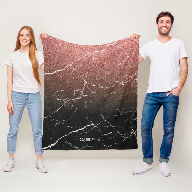 Cobertor De Velo Rosa Glitter Black Marble (In Situ)