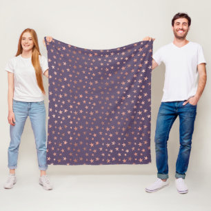 Cobertor De Velo Rosa Ouro Glamouroso com Estrelas Lavanda