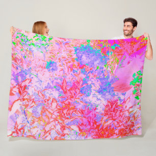 Cobertor De Velo Rosa Pastel e Vermelho com Paisagem de Hortênsia A