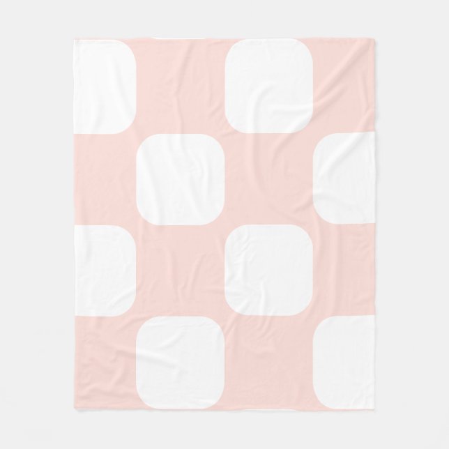 Cobertor De Velo Rosa Pastel Macio e Branco com Design de Padrão Qu (Frente)