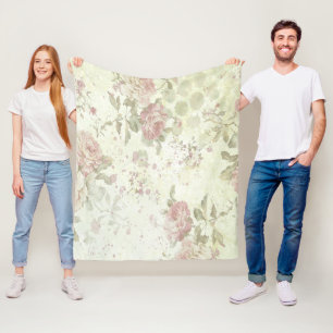 Cobertor De Velo Rosa Verde Floral Casa Campo Core Shabby Chic