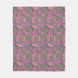Cobertor De Velo Rosa & verde floral William Morris Acanthus & Rosa
