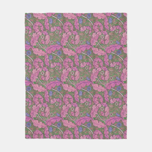 Cobertor De Velo Rosa & verde floral William Morris Acanthus & Rosa (Frente)