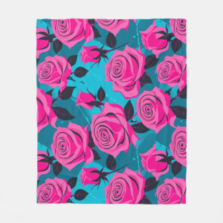 Cobertor De Velo Rosas Abstratas Ousadas em Rosa Neon