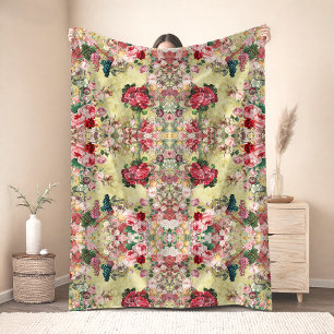 Cobertor De Velo Rosas amarelas vintage shabby chic e vaso