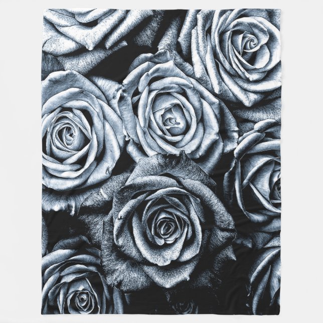 Cobertor De Velo Rosas azuis elegantes (Frente)
