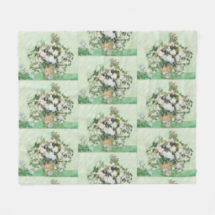 Cobertor De Velo Rosas Brancas de Van Gogh - Arte Floral Menta Vint