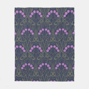 Cobertor De Velo Rosas Cor-de-Rosa Art Nouveau e Caules Sinuosos