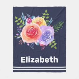Cobertor De Velo Rosas de Aquarela Buquê Floral