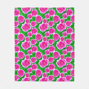 Cobertor De Velo Rosas de Aquarela Rosa Fuchsia