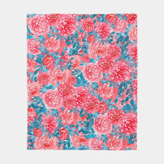 Cobertor De Velo Rosas De Aquarela Tapeçaria Floral