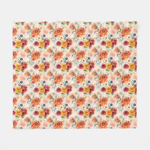 Cobertor De Velo Rosas de vindima de boho e penas, padrão floral